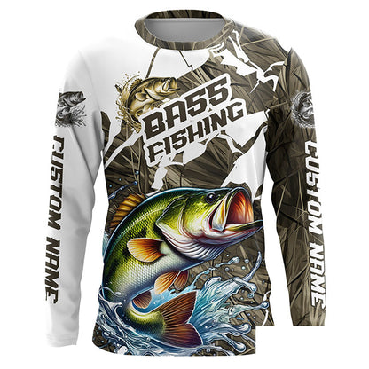 Custom Largemouth Bass Fishing Tournament Jerseys, Bass Long Sleeve Fishing Shirts Camo IPHW6843