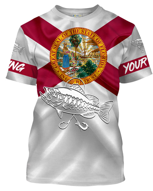 Bass fishing Florida State Flag 3D Customize Name fishing T-shirt NPQ113