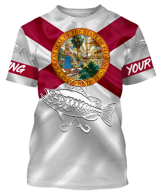 Bass fishing Florida State Flag 3D Customize Name fishing T-shirt NPQ113