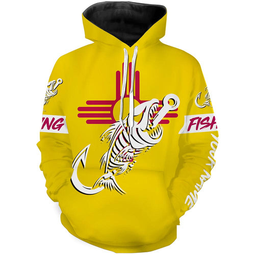 NM Fishing Custom New Mexico Flag Fish hook skull custom fishing tournament shirts | Hoodie - NPQ703