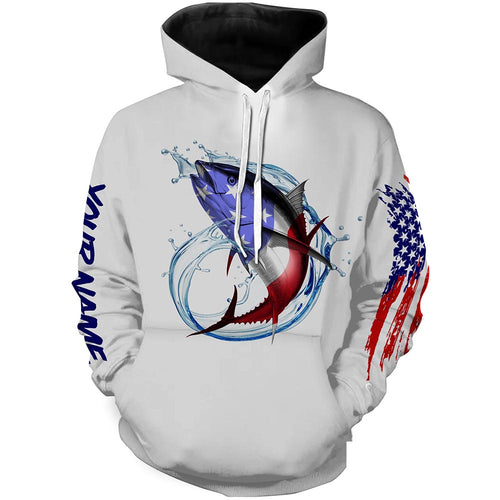 Tuna fishing American flag patriotic Custom Fishing Shirts, Gifts for Fisherman | Hoodie - NPQ552