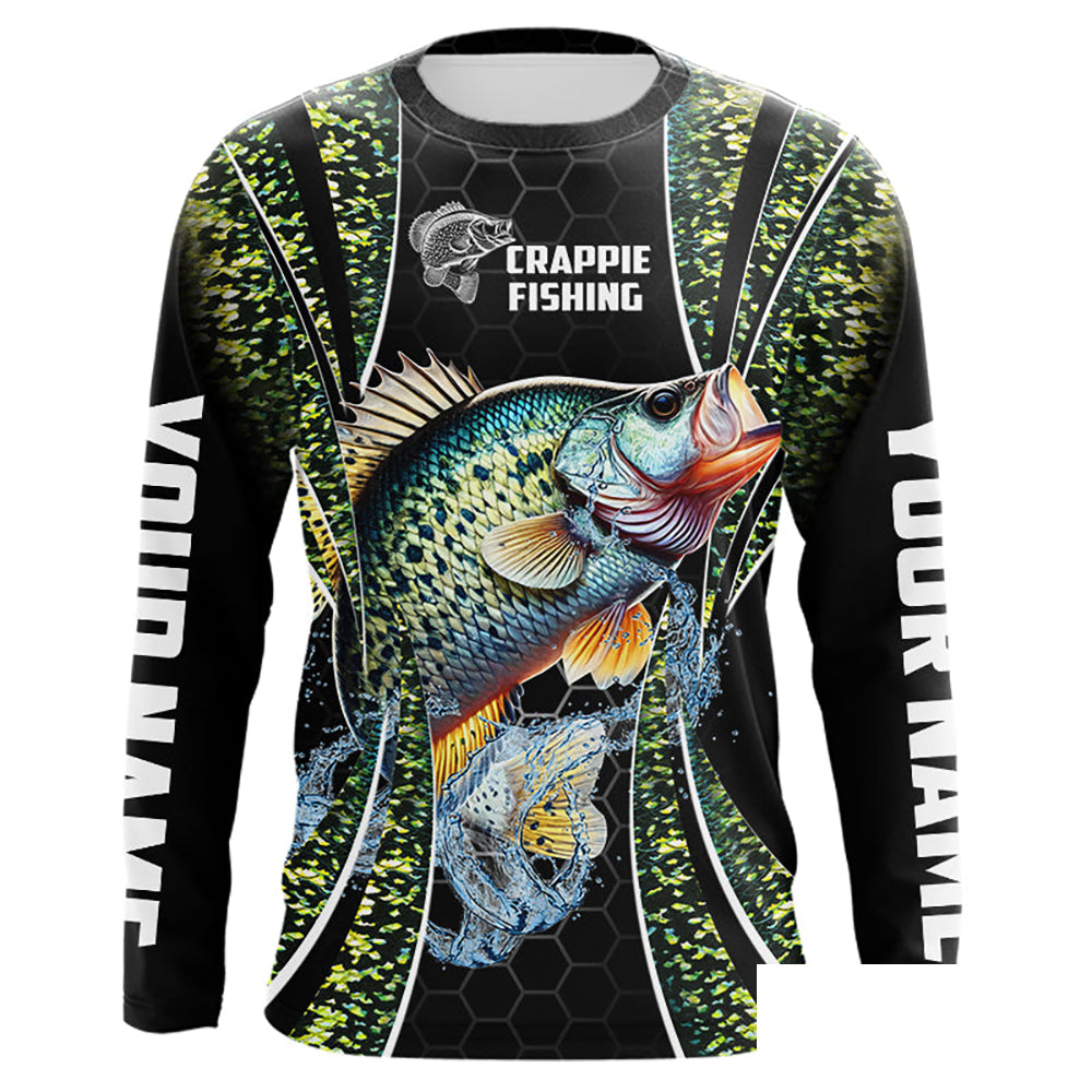 Crappie freshwater fishing green scales Custom name fishing jerseys | Long sleeve, Long Sleeve Hooded NPQ770
