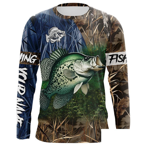 Crappie Fishing camo Customize 3D fishing UV protection long sleeves fishing shirt for men NPQ8