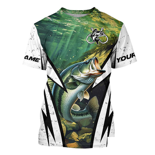 Personalized Largemouth Bass fishing white grunge Fishing T-Shirts NQS7114