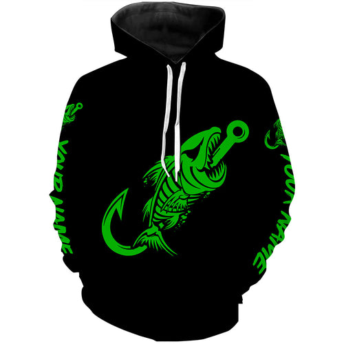 Fish hook skull reaper green black Custom name fishing jerseys  | Hoodie - NPQ806