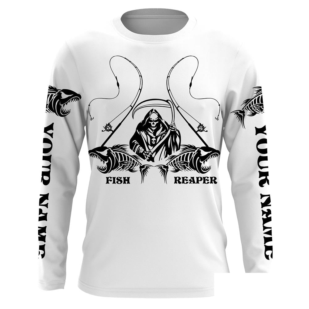 Personalized Fish reaper Fishing fish skeleton Custom name Long sleevefishing shirts, Long Sleeve Hooded NPQ877
