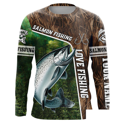 Personalized Chinook Salmon Fishing Shirts, Love Fishing Camo fish on 3D All Over Printed Shirts NQS5899