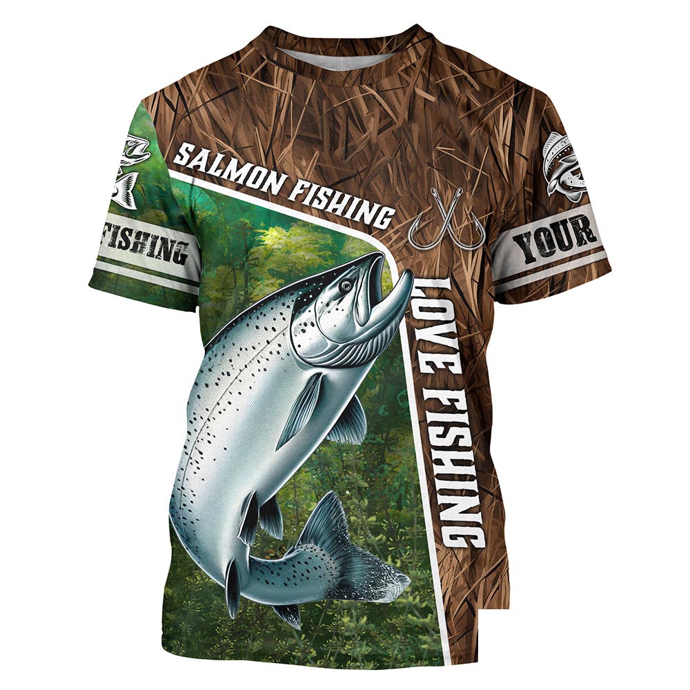 Personalized Chinook Salmon Fishing Shirts, Love Fishing Camo fish on 3D All Over Printed T-Shirts NQS5899
