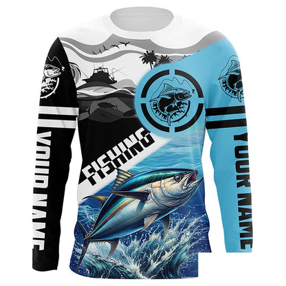 Tuna Fishing saltwater Customize Name UV protection long sleeves fishing shirt for men NPQ36