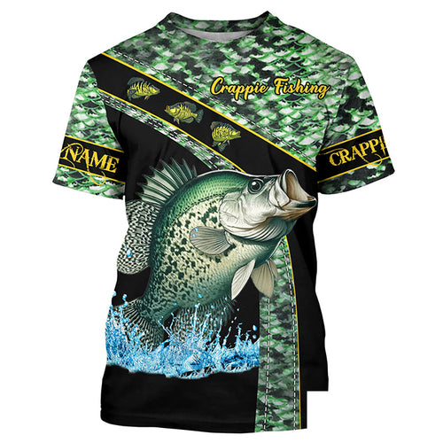 Crappie fishing green Crappie scales Custom name fishing Tshirt jerseys, Crappie fishing Tshirt NQS4889