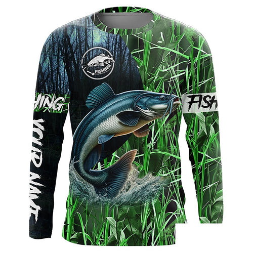 Catfish fishing green camouflage fishing clothing Customize long sleeves fishing apparel NPQ454