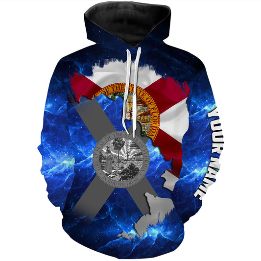 Florida Flag blue galaxy Universe patriotic Custom name fishing jerseys  | Hoodie - NPQ817