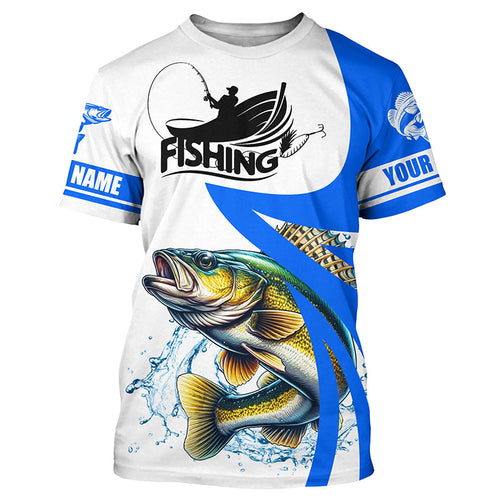 Walleye fishing Custom sun protection Fishing T-shirt, Walleye fishing jerseys | Blue NQS5461