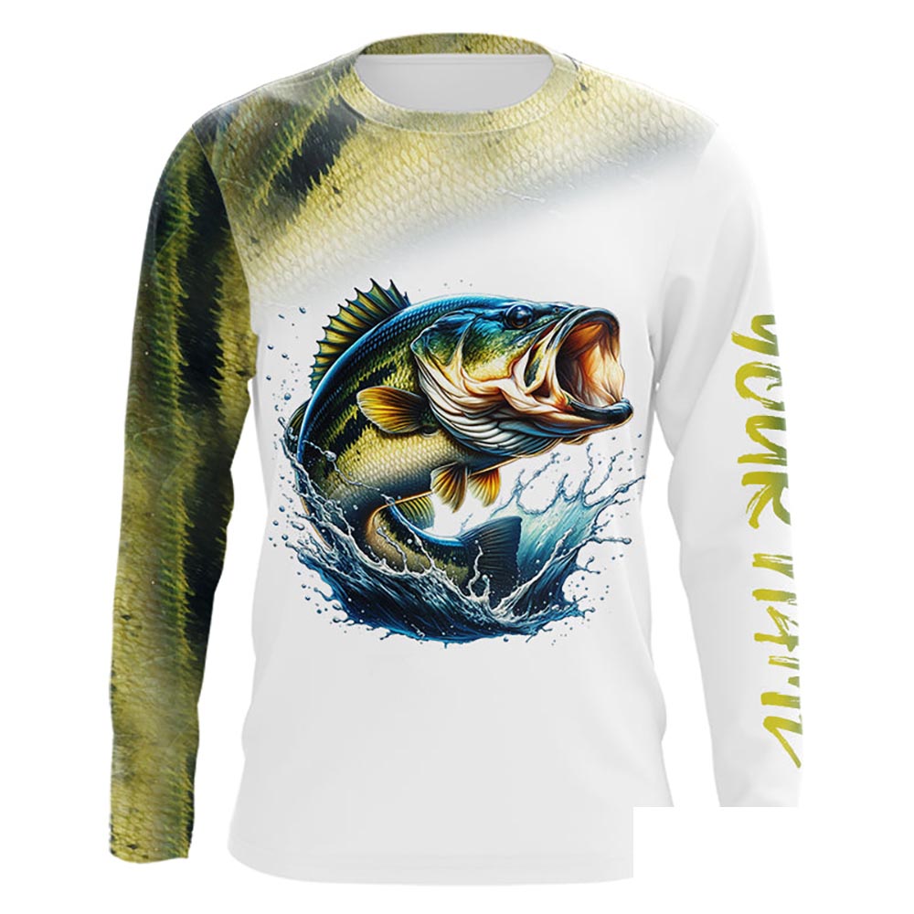 Bass Fishing Customize Name UV protection long sleeves fishing shirt for men NPQ92