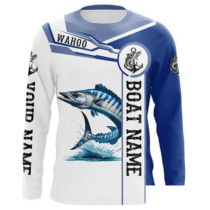 Wahoo Fishing Customize Name and boat name tournament UV protection long sleeves fishing shirt for men NPQ70