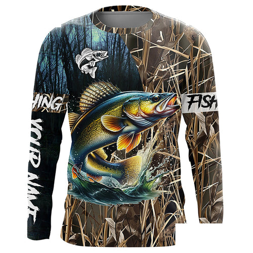 Walleye Fishing camo Customized Long sleeve fishing shirts, personalized fishing gifts NPQ306