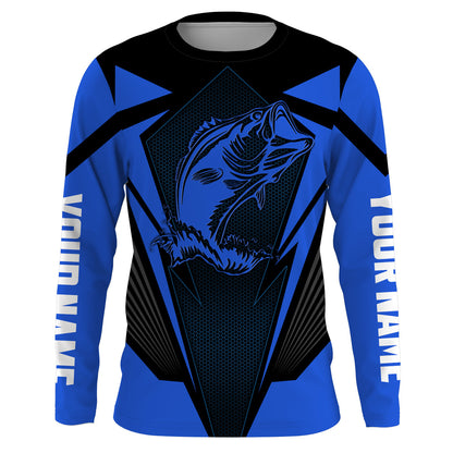 Largemouth Bass Fishing tattoo black and blue Custom name fishing jerseys | Long sleeve, Long Sleeve Hooded NPQ831