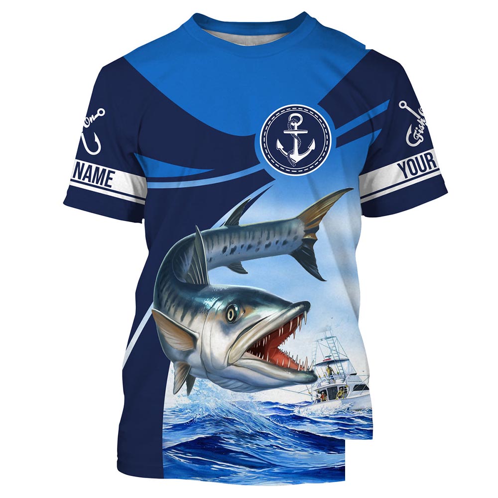 Great barracuda fishing saltwater fish Custom name barracuda fishing shirts jerseys | Tshirt - NPQ904