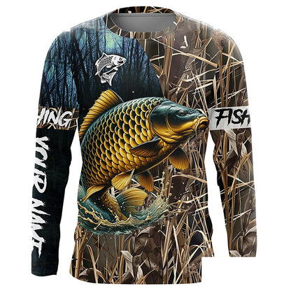Carp Fishing camo Customize Name UV protection long sleeves fishing shirt for men NPQ103