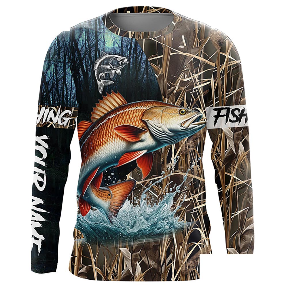 Redfish Puppy Drum Fishing camo Customize 3D All-over Print fishing Long Sleeve, fishing gifts NPQ290