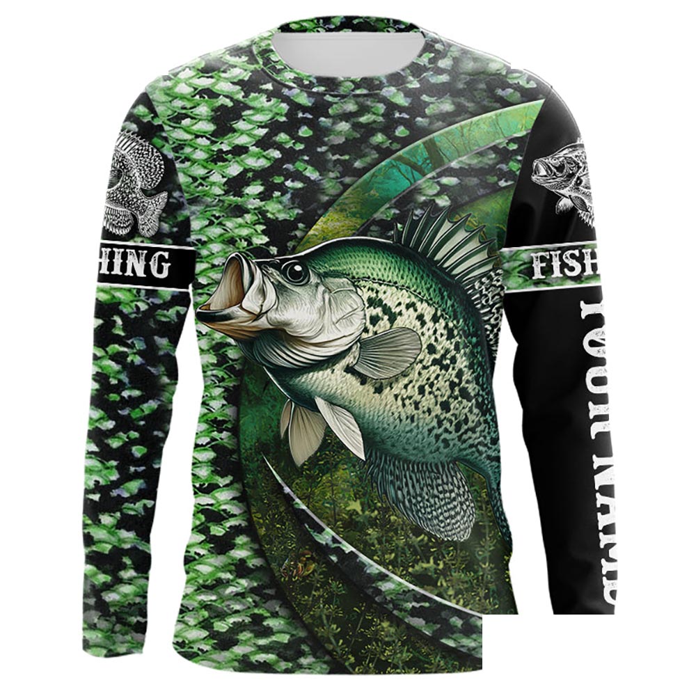 Crappie fishing Green Scales freshwater fish Custom UV protection long sleeves fishing shirt for men NPQ125