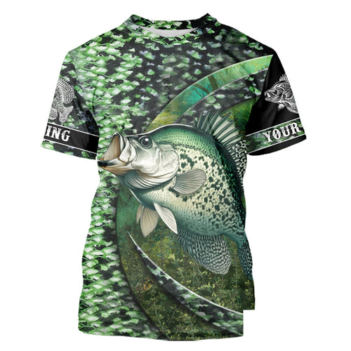 Crappie Fishing Green Scales freshwater fish Customize Name All-over Print Unisex fishing T-shirt NPQ125