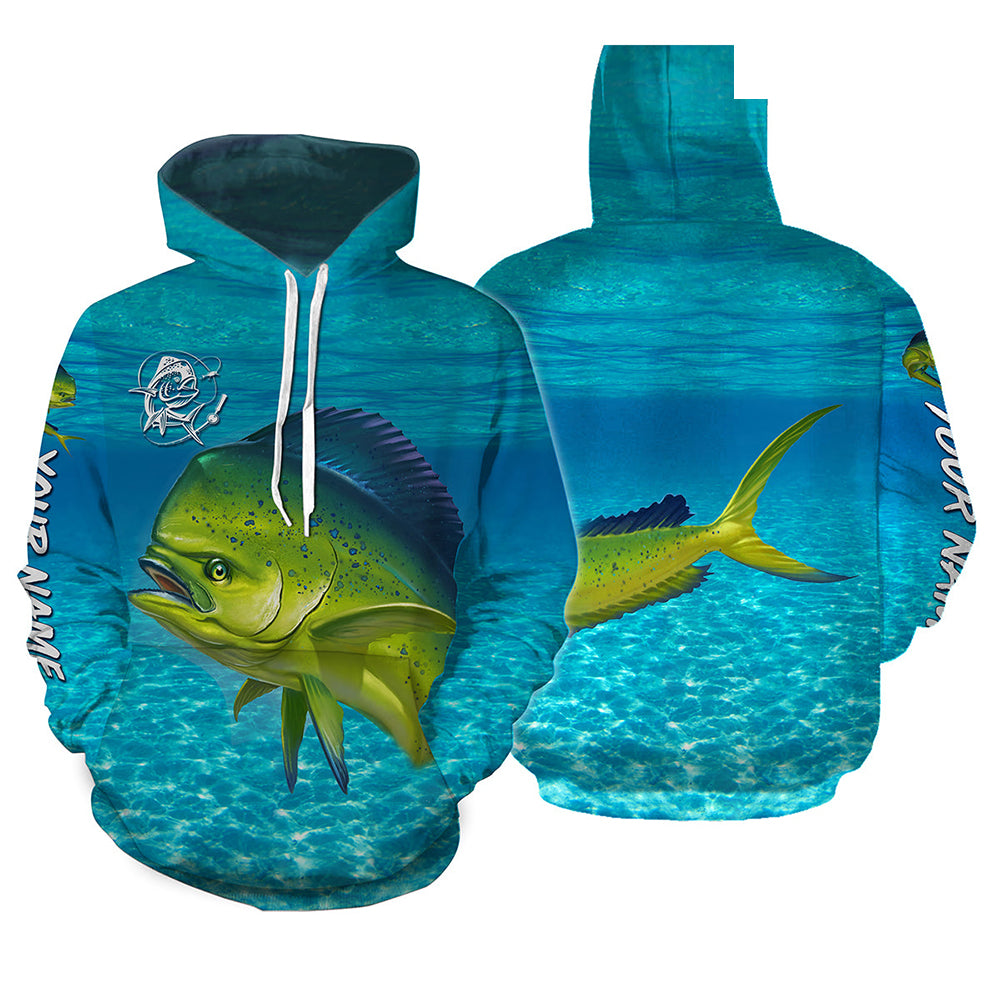 Mahi mahi (Dorado) Fishing Custom blue Water Camo fishing hoodie, personalized fishing gift NPQ11