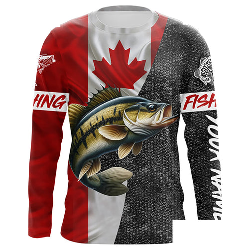 Custom Canadian Flag Smallmouth Bass Fishing, Smallmouth fishing tournament Long sleeve shirt NQS5072
