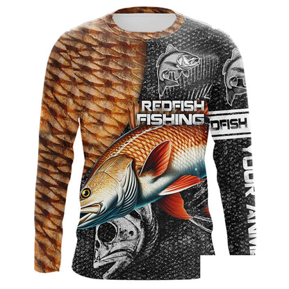 Redfish puppy drum scales tackle fishing Custom UV protection long sleeves fishing shirt for men NPQ60