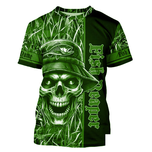 Fish reaper fishing green camo Custom fishing T-shirt, personlized gift for fisherman NPQ380