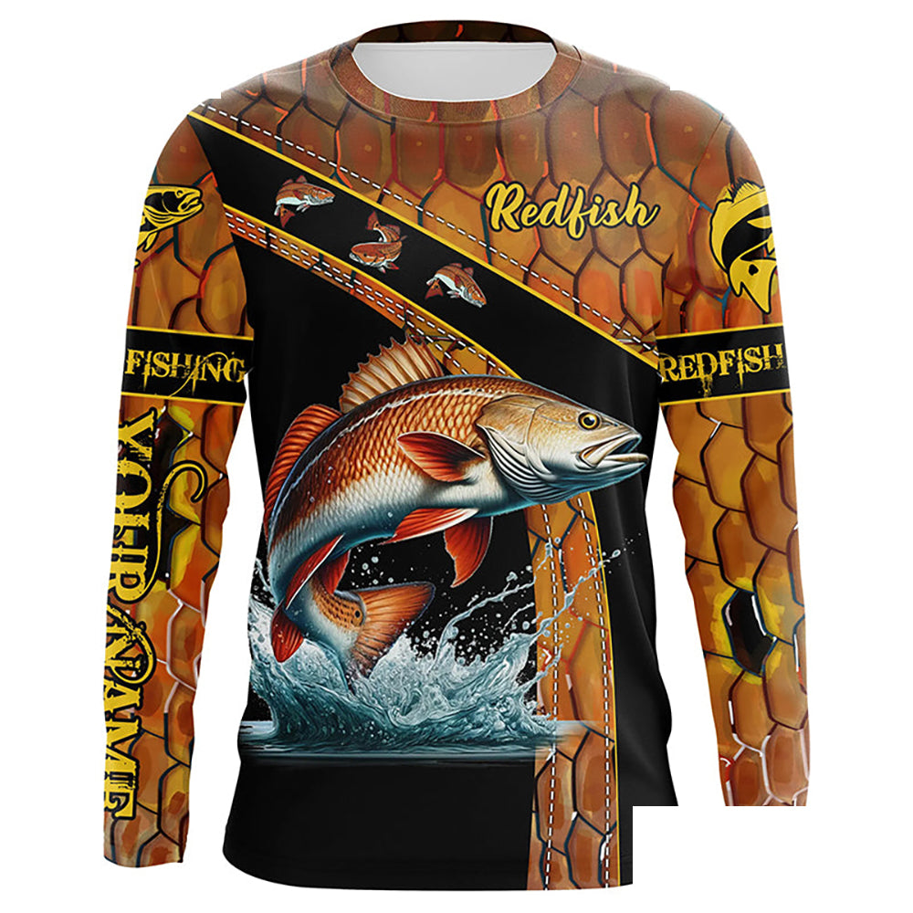 Redfish fishing scales UV protection Custom long sleeve fishing shirts, red drum fishing jerseys NQS5394