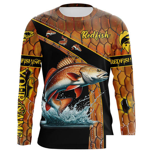 Redfish fishing scales UV protection Custom long sleeve fishing shirts, red drum fishing jerseys NQS5394
