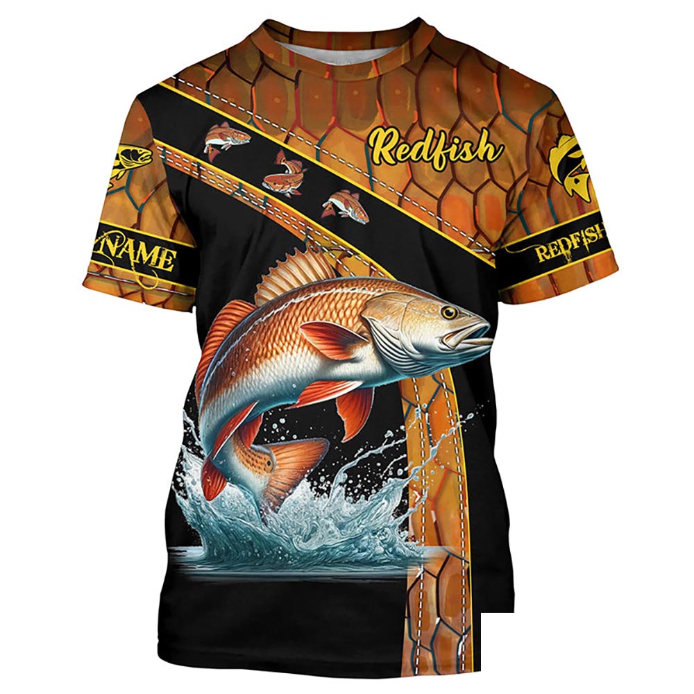 Redfish fishing scales UV protection Custom Fishing T-shirt, red drum fishing jerseys NQS5394