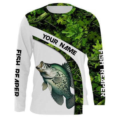 Crappie fishing Green Camo Customize Name UV protection long sleeves fishing shirt NPQ21