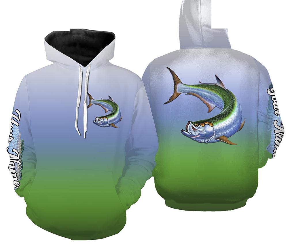Tarpon fishing saltwater fish scales Custom Name Fishing shirts | Hoodie - NPQ639