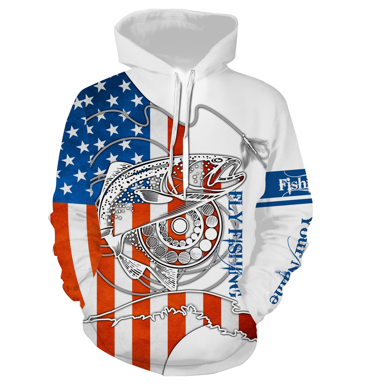 Trouts fly fishing American flag patriotic Custom name fishing jerseys  | Hoodie - NPQ810
