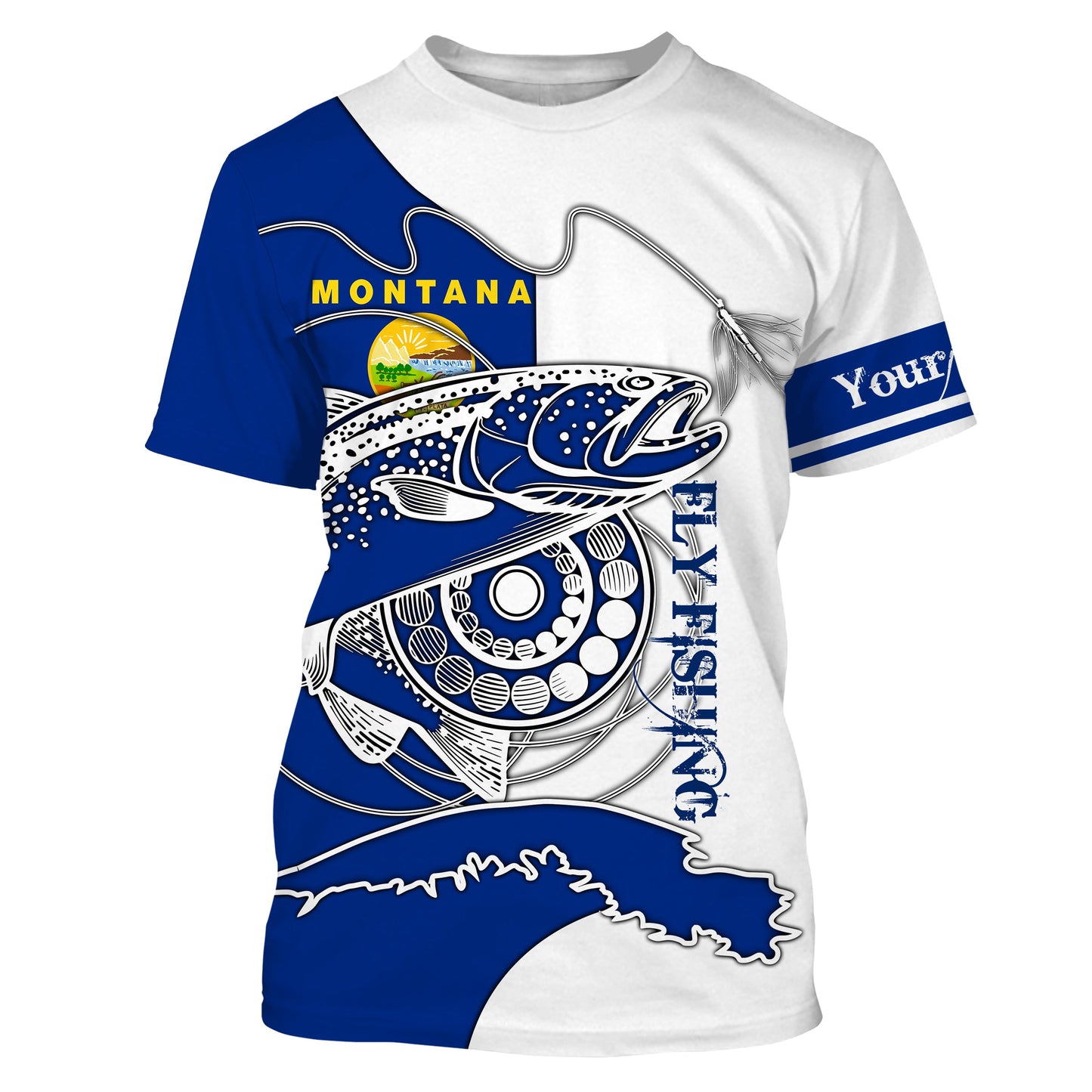 Montana Trouts fly fishing flag patriotic Custom name fishing jerseys | Tshirt - NPQ822