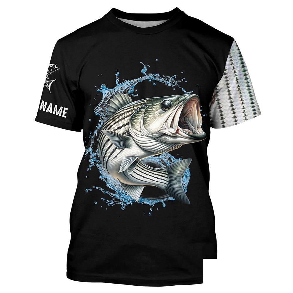 Striped Bass fishing scale Customize Name All-over Print Unisex fishing T-shirt NPQ12