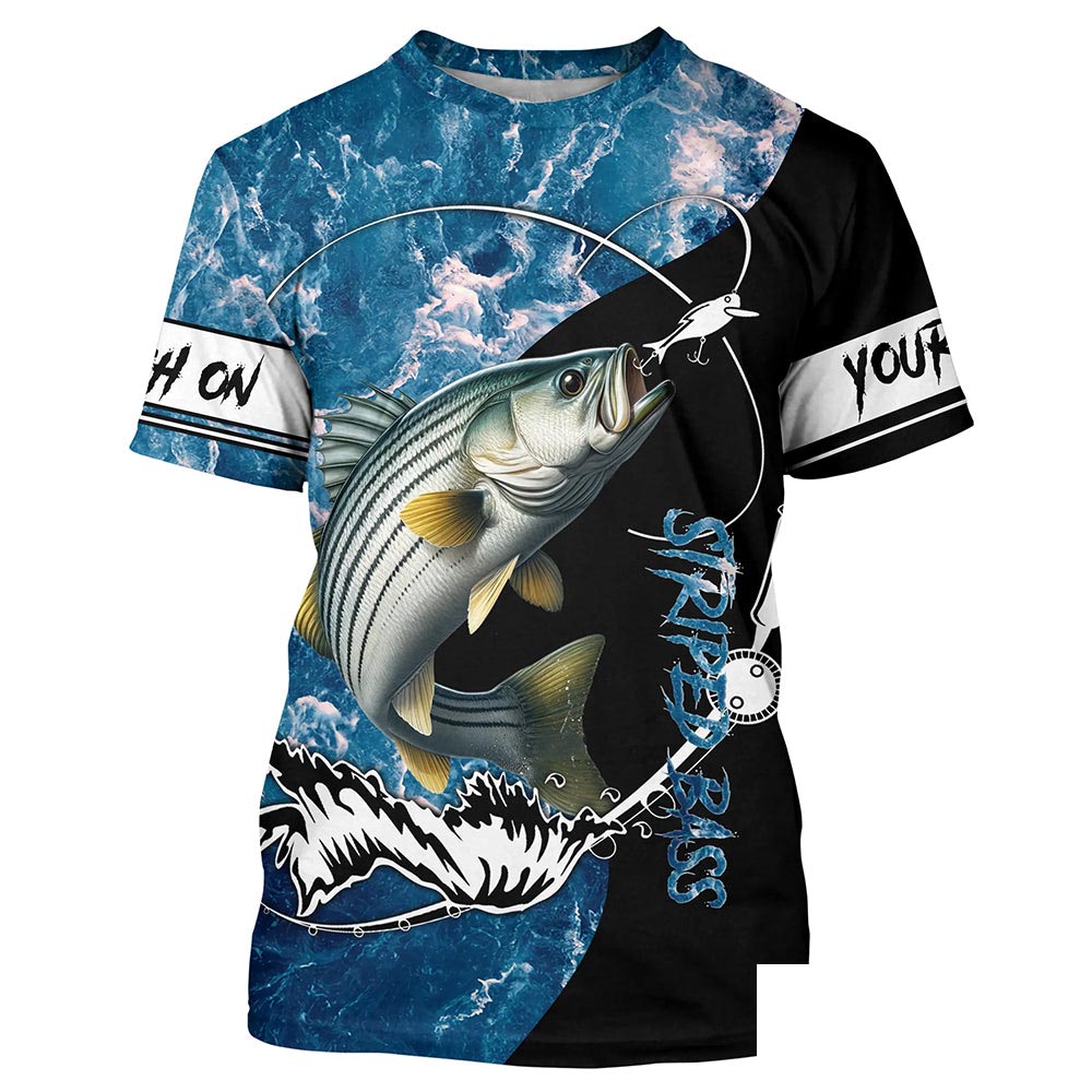 Striped Bass fishing blue ocean camouflage fishing clothing Customize fishing T-shirt NPQ463