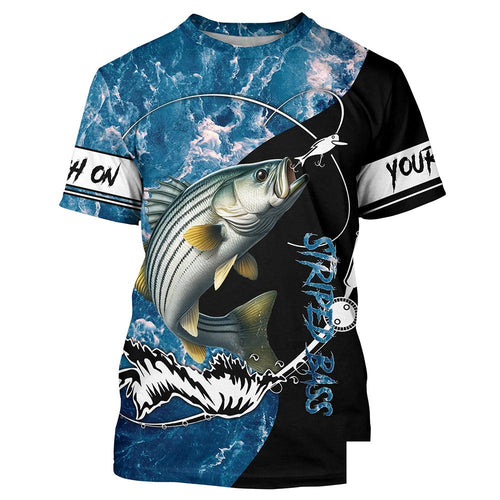 Striped Bass fishing blue ocean camouflage fishing clothing Customize fishing T-shirt NPQ463