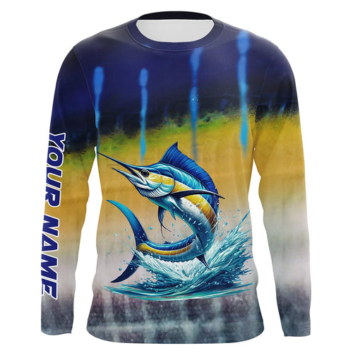 Personalized Marlin Fishing jerseys, Marlin scales UV protection long sleeve saltwater fishing shirt NQS5254