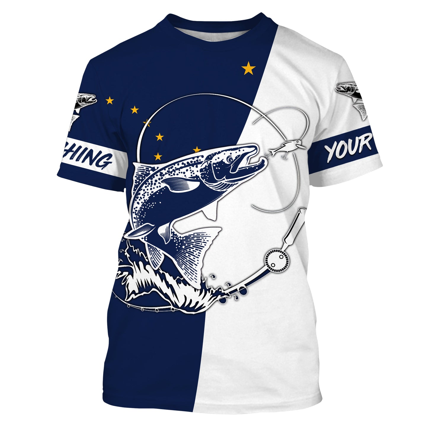 Salmon fishing in Alaska flag patriotic Custom name fishing jerseys | Tshirt - NPQ824