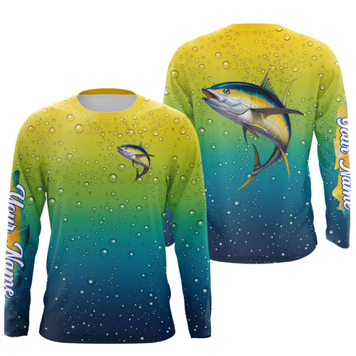 Tuna fishing bubble scales fishing Custom Name Long sleeve, Long Sleeve Hooded Fishing Shirt - NPQ667