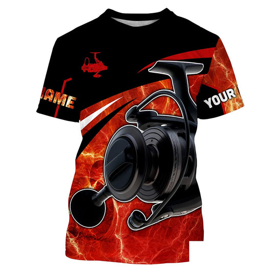 Fishing reel red and black performance Fishing Shirts Custom fishing T-shirt NPQ412
