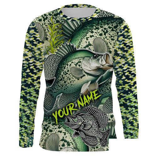 Crappie fishing green scales Custom name fishing jerseys | Long sleeve, Long Sleeve Hooded NPQ850