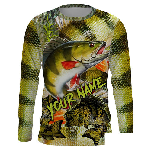 Personalized Yellow perch Fishing shirt Custom name Long sleeve, Long Sleeve Hooded NPQ940
