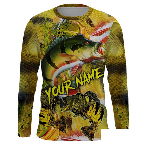 Personalized Peacock bass Fishing scales Custom name Long sleeve, Long Sleeve Hooded NPQ941