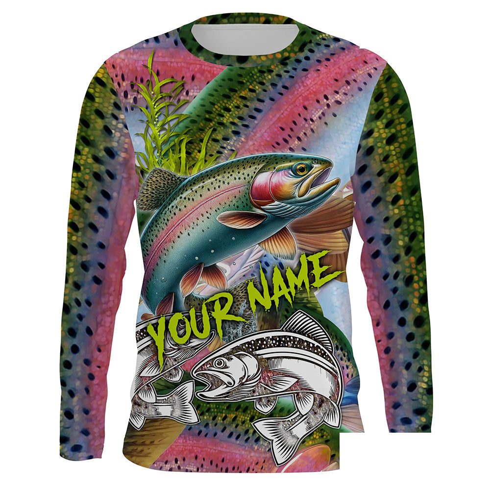 Rainbow Trout fishing scales Custom name fishing jerseys | Long sleeve, Long Sleeve Hooded NPQ865
