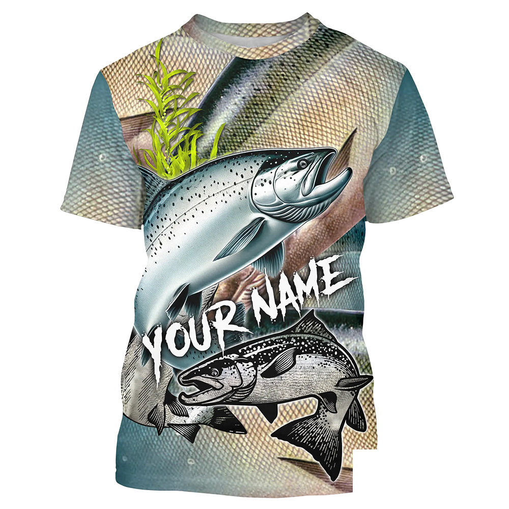 Chinook salmon King salmon fishing scales Custom name fishing jerseys | Tshirt - NPQ866