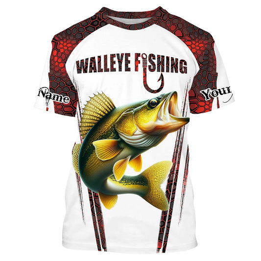 Walleye fishing red camo Custom Funny Fishing T-shirt UV Protection Gift For Fisherman NQS5128